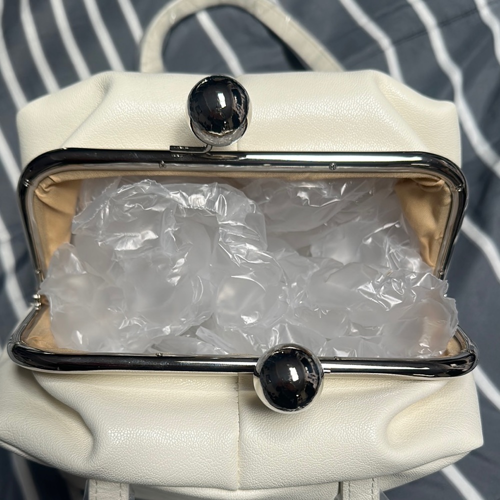 White Structured Frame Bag - Picture 2 of 4